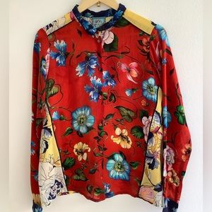 JOHNNY WAS Floral Button Down Blouse.